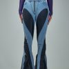 Jeans | Mugler Bi-Material Spiral Flared Jeans