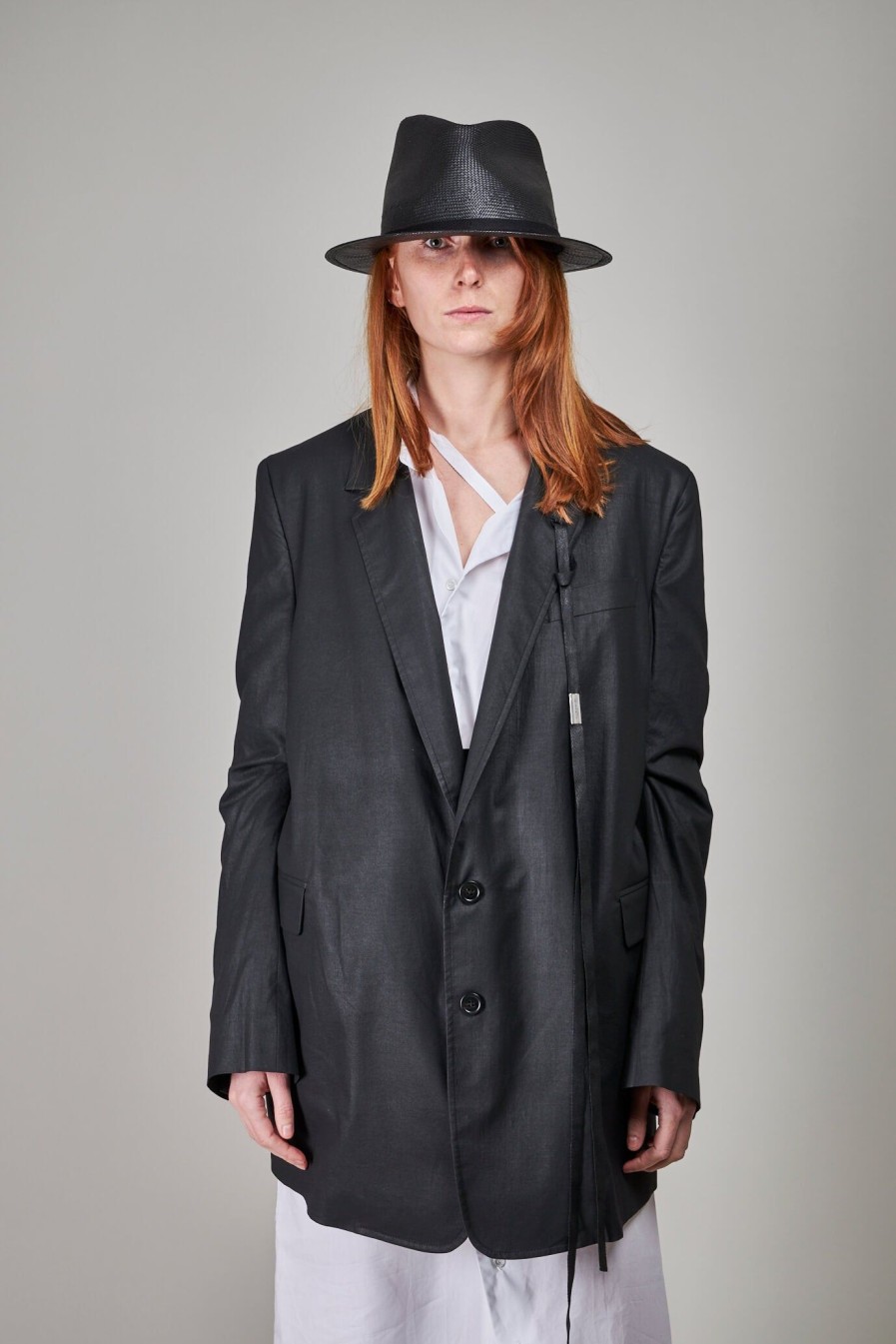 Pakken & Blazers | Ann Demeulemeester Agnes Slouchy Jacket Waxed , Black