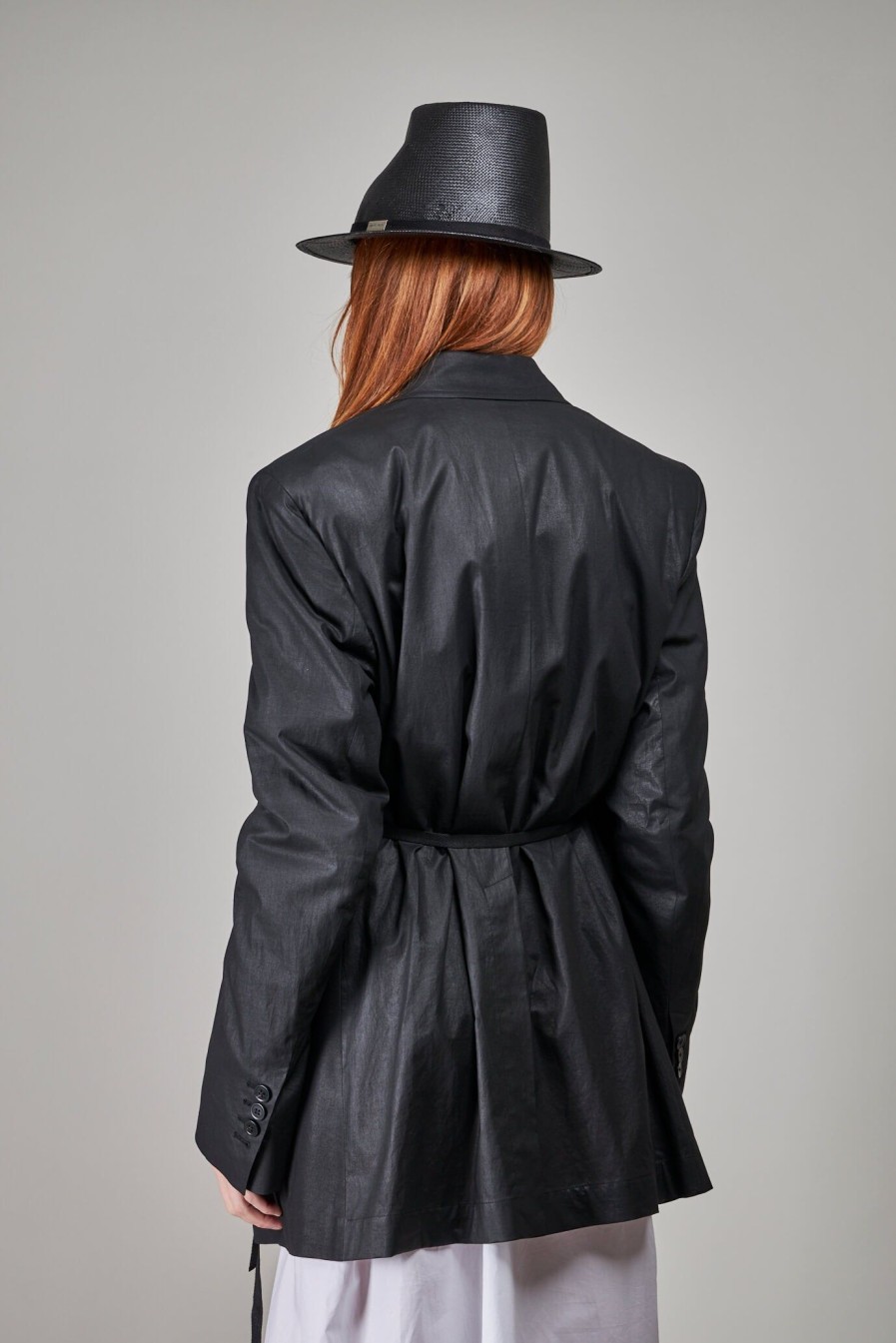 Pakken & Blazers | Ann Demeulemeester Agnes Slouchy Jacket Waxed , Black