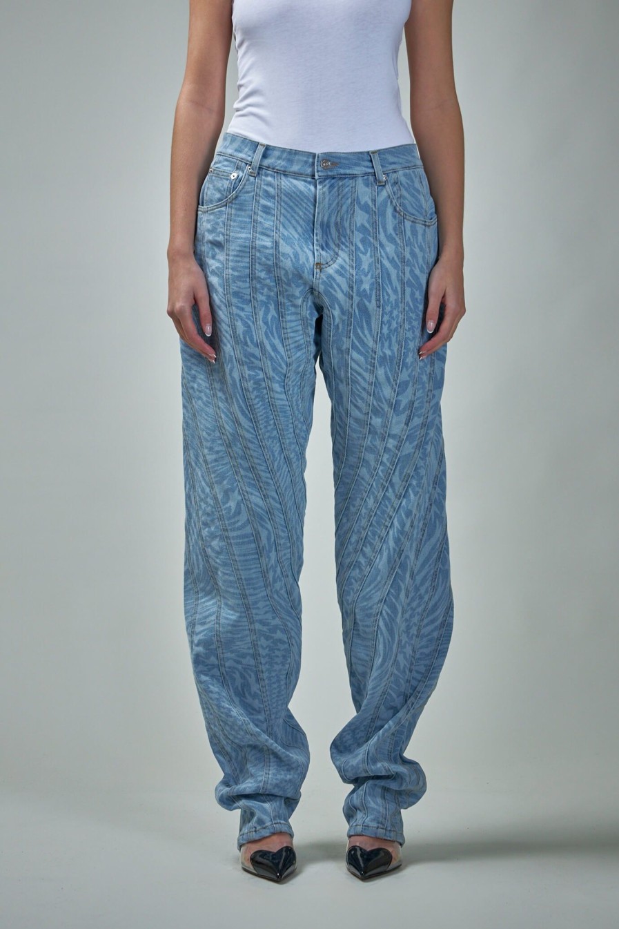 Jeans | Mugler Laser Denim Pantalon Printed Star