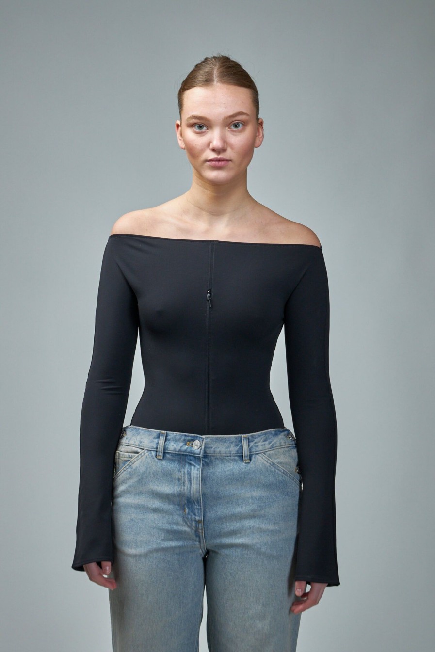 Bodies | Courrèges Drop Zipped Crepe Jersey Bodysuit