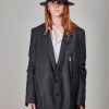 Jassen | Ann Demeulemeester Agnes Slouchy Jacket Waxed , Black