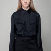 Jurken | Off-White Toybox Satin Twist Shirt Dress, Black