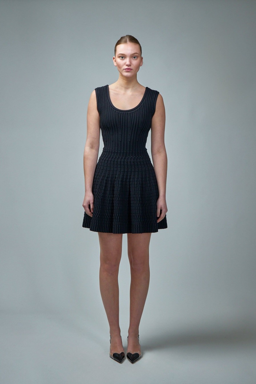 Jurken | Alaïa Short Dress Optical Frills