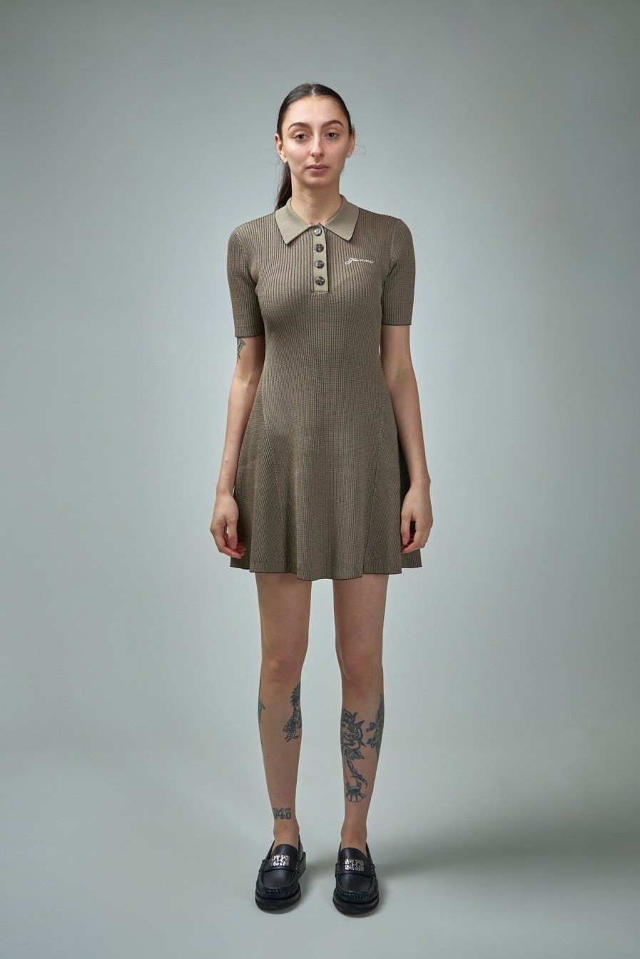 Jurken | Ganni Melange Knit Mini Dress