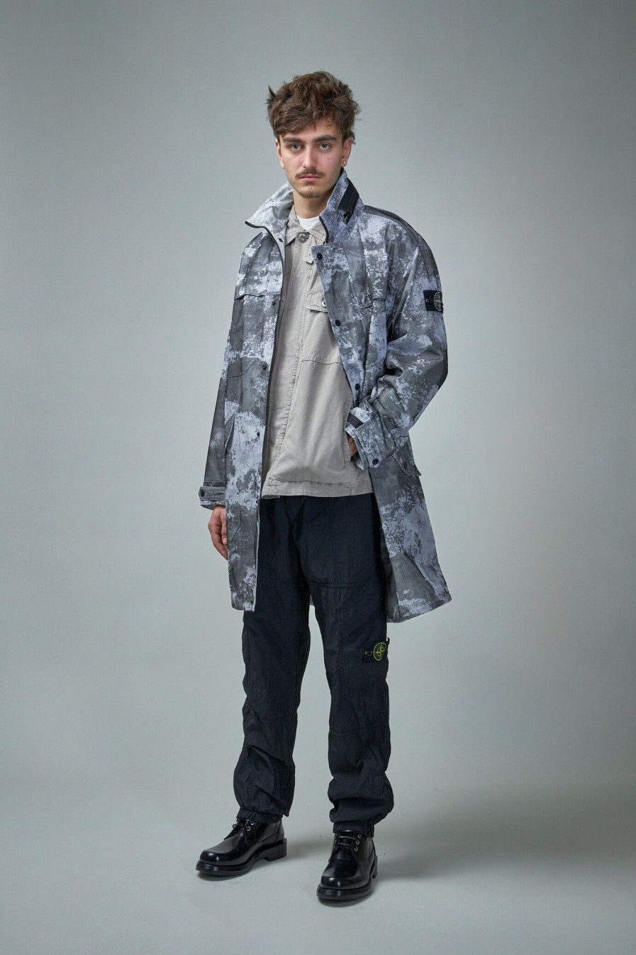 Jassen | Stone Island Dissolving Grid Camo Mesh On Reflective Econyl Jacket