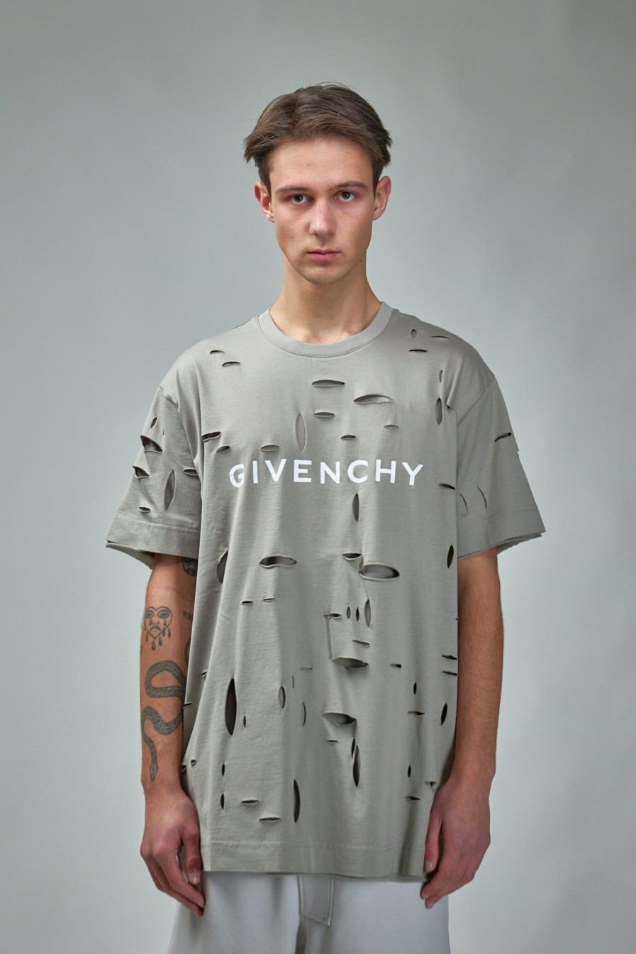 T-Shirts | Givenchy Archetype Oversized T-Shirt With Destroyed Effects