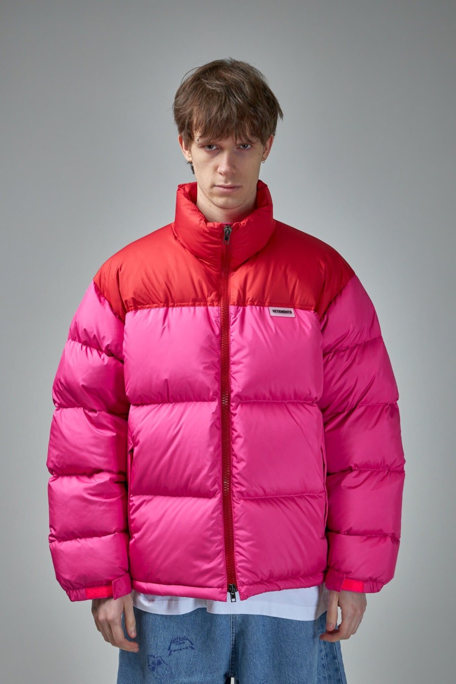 Jassen | Vetements Hot Pink Logo Puffer Jacket