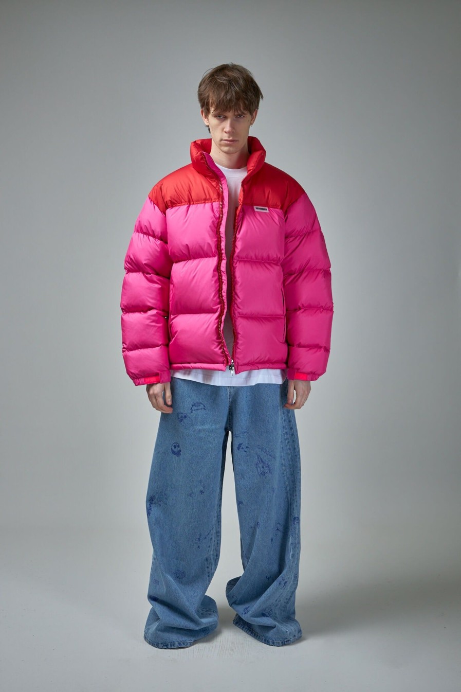 Jassen | Vetements Hot Pink Logo Puffer Jacket