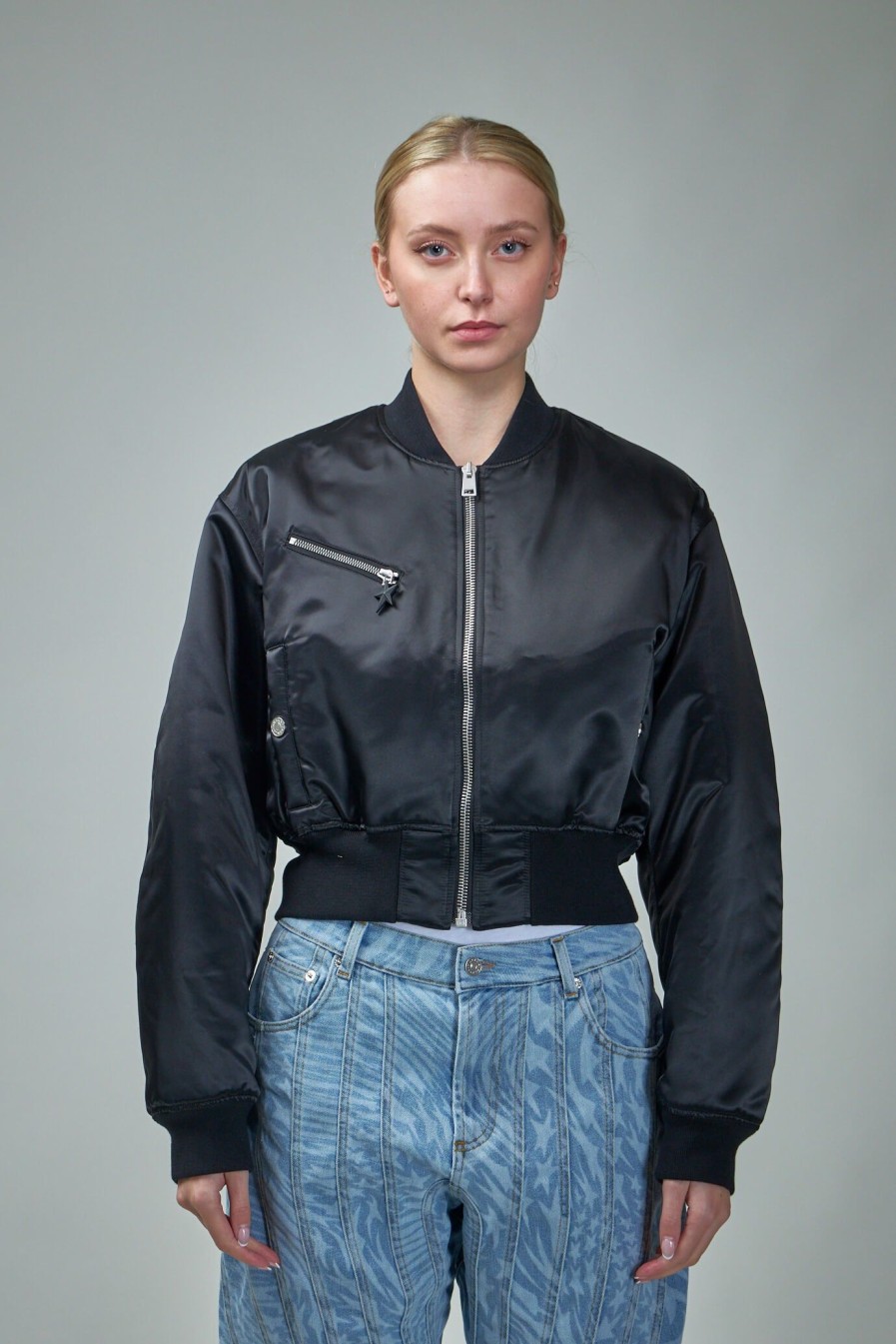 Bombers | Mugler Cropped Nylon Bomber