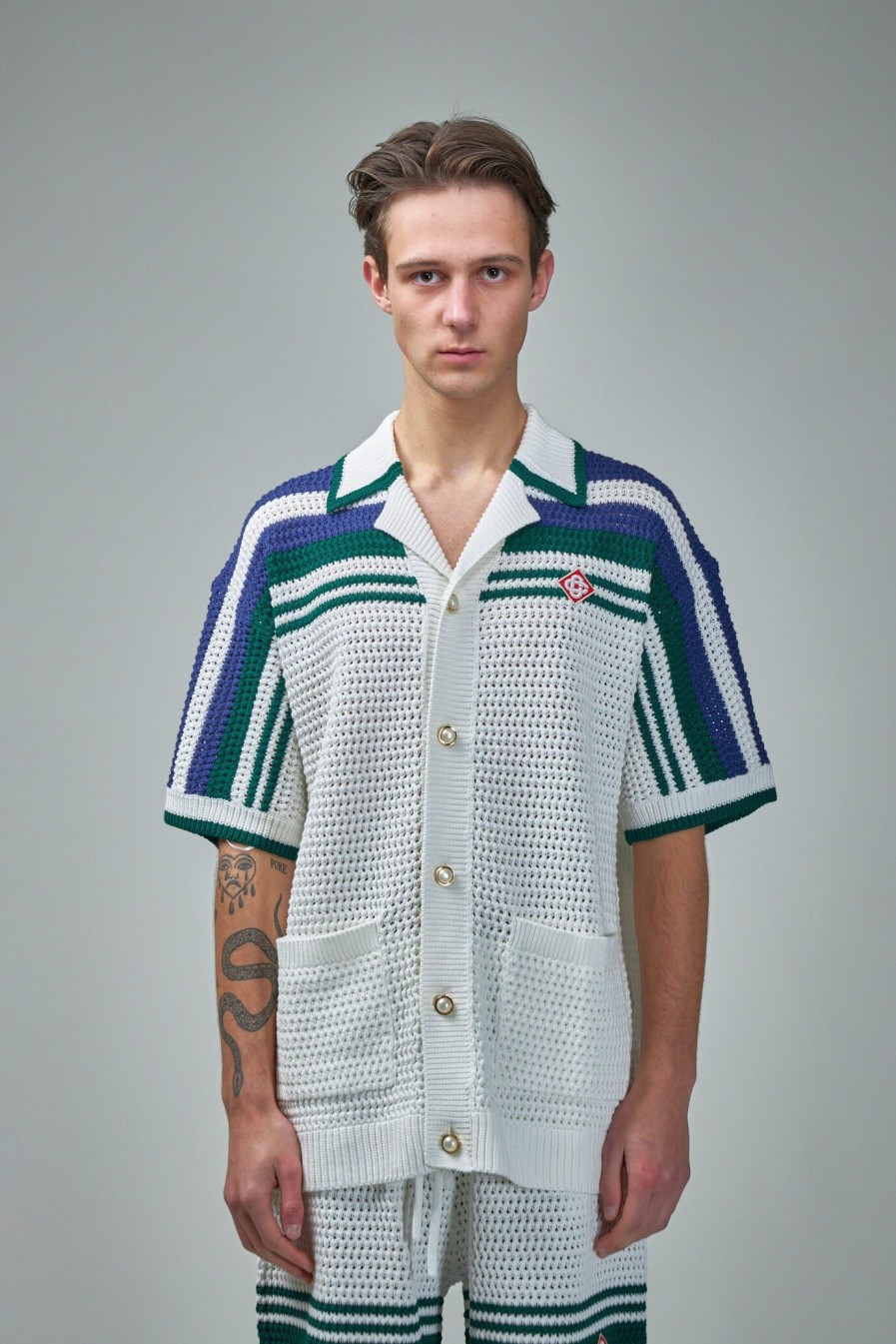 Overhemden | Casablanca Crochet Effect Tennis Shirt