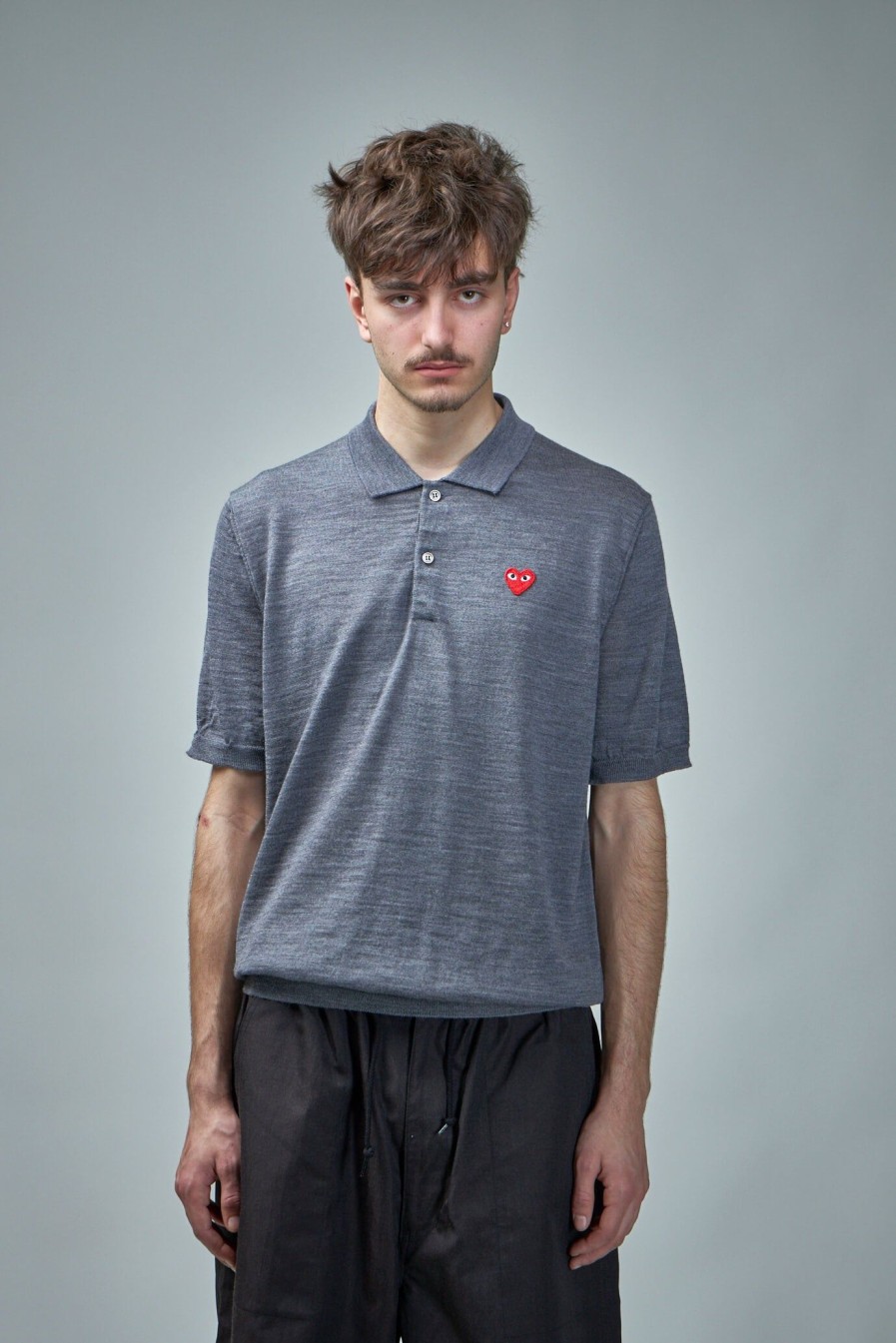 Polo | PLAY Comme des Garçons Polo -Neck Short Sleeve Knit Grey