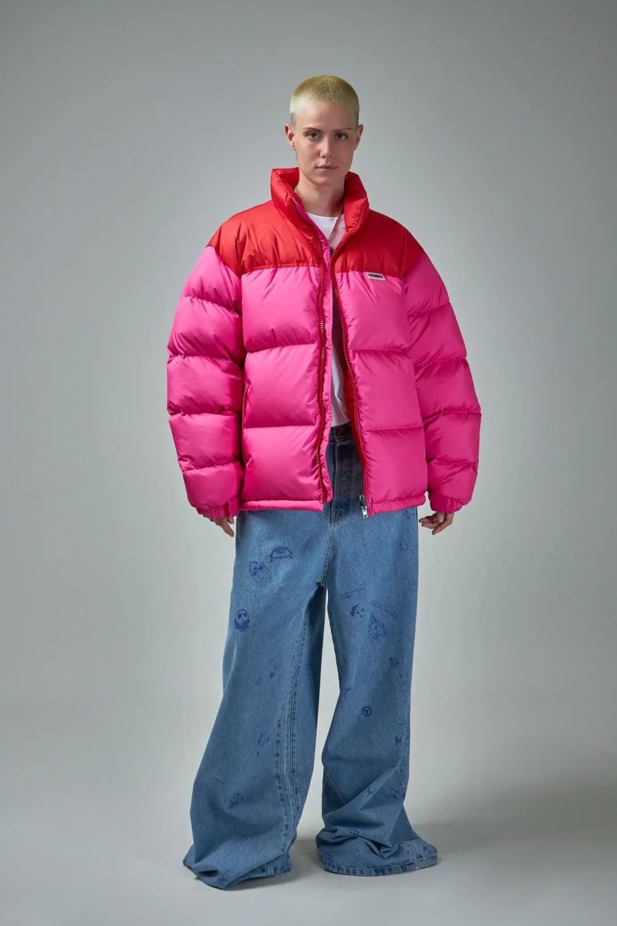 Down | Vetements Hot Pink Logo Puffer Jacket