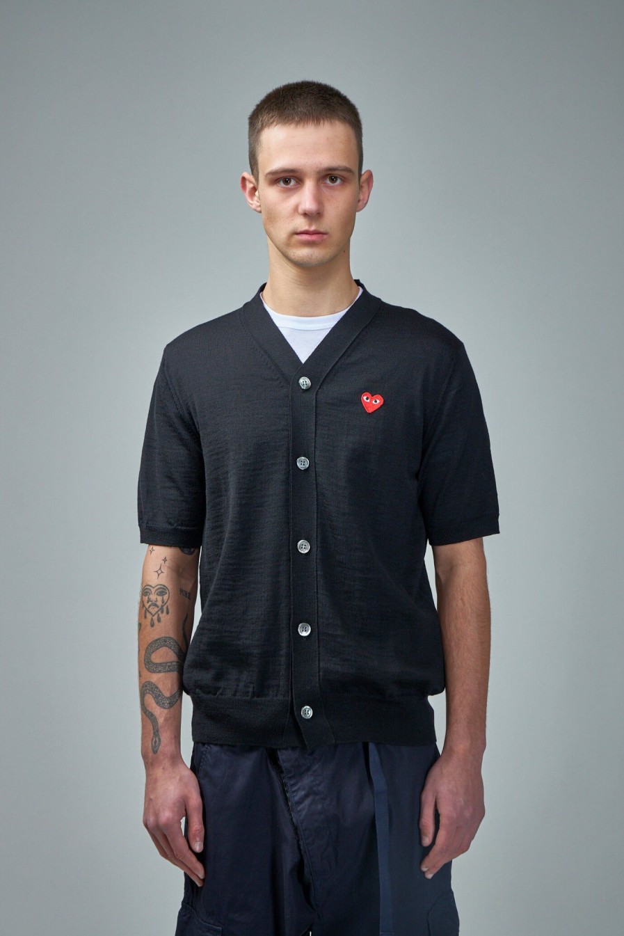 Cardigans | PLAY Comme des Garçons V-Neck Short Sleeve Cardigan