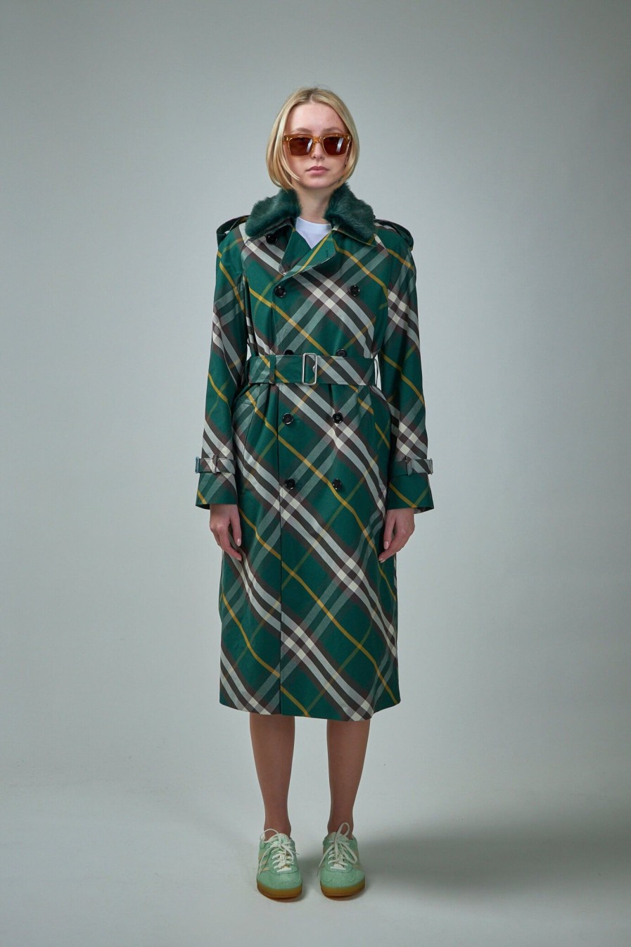 Jassen | Burberry Long Check Gabardine Trench Coat