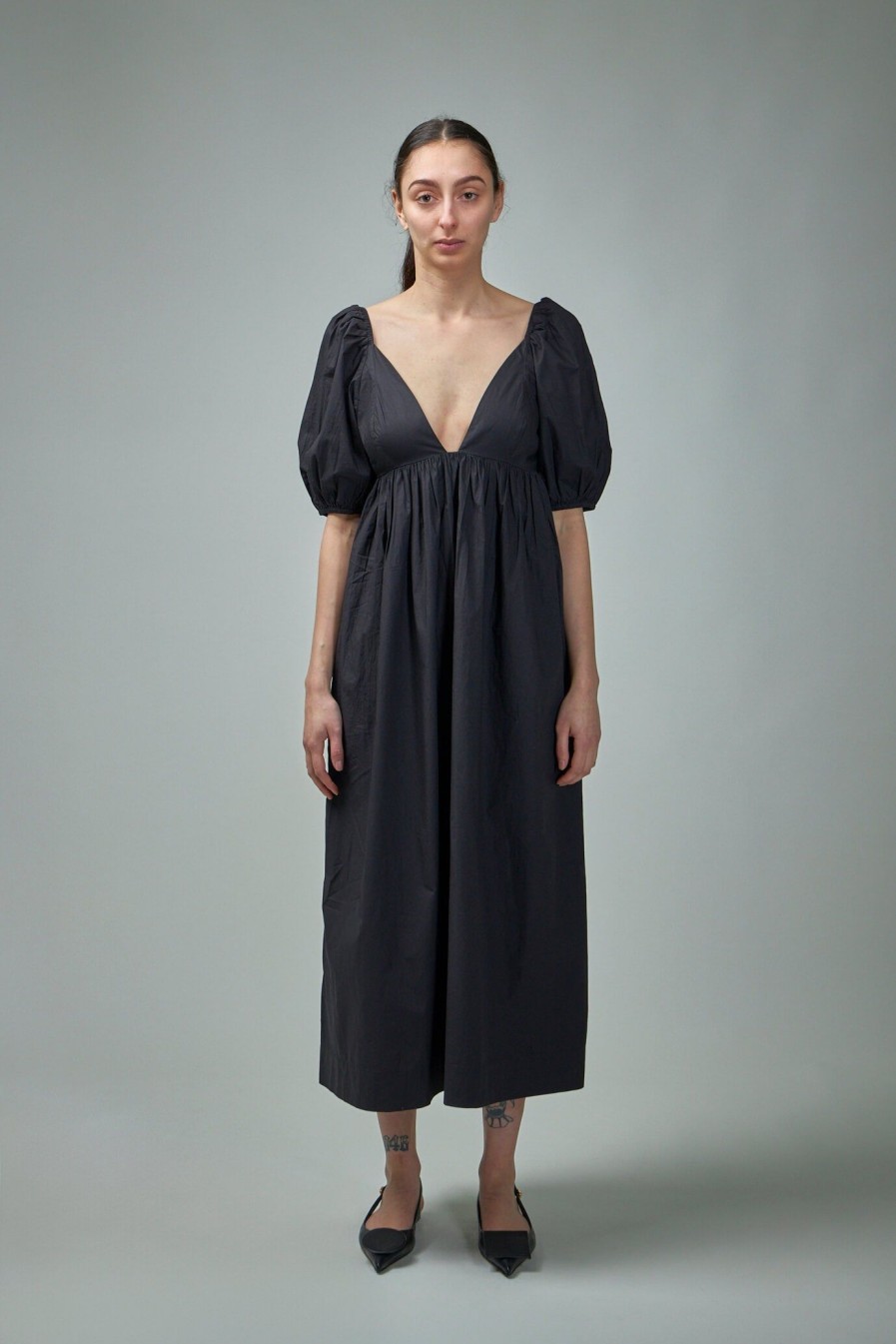 Jurken | Ganni Cotton Poplin Long Dress