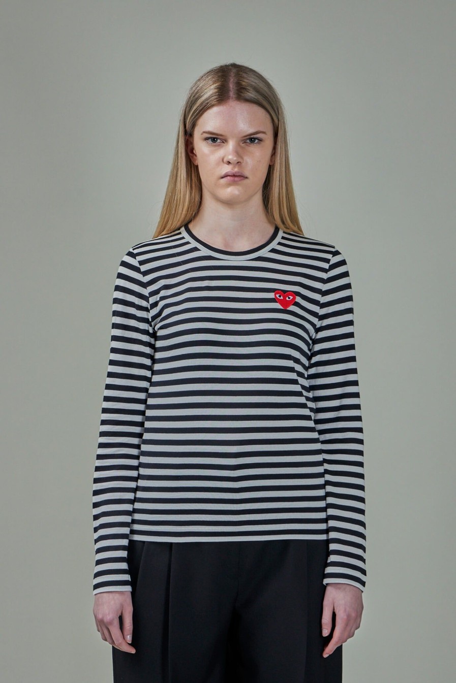 Longsleeves | PLAY Comme des Garçons Ladies T-Shirt Knit Black White Stripes