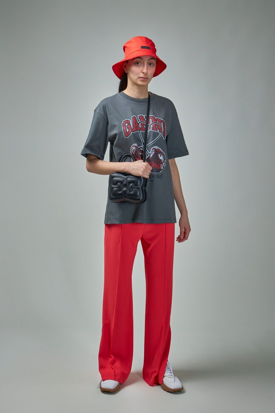 T-Shirts | Ganni Future Heavy Cherry Drop Shoulder T-Shirt