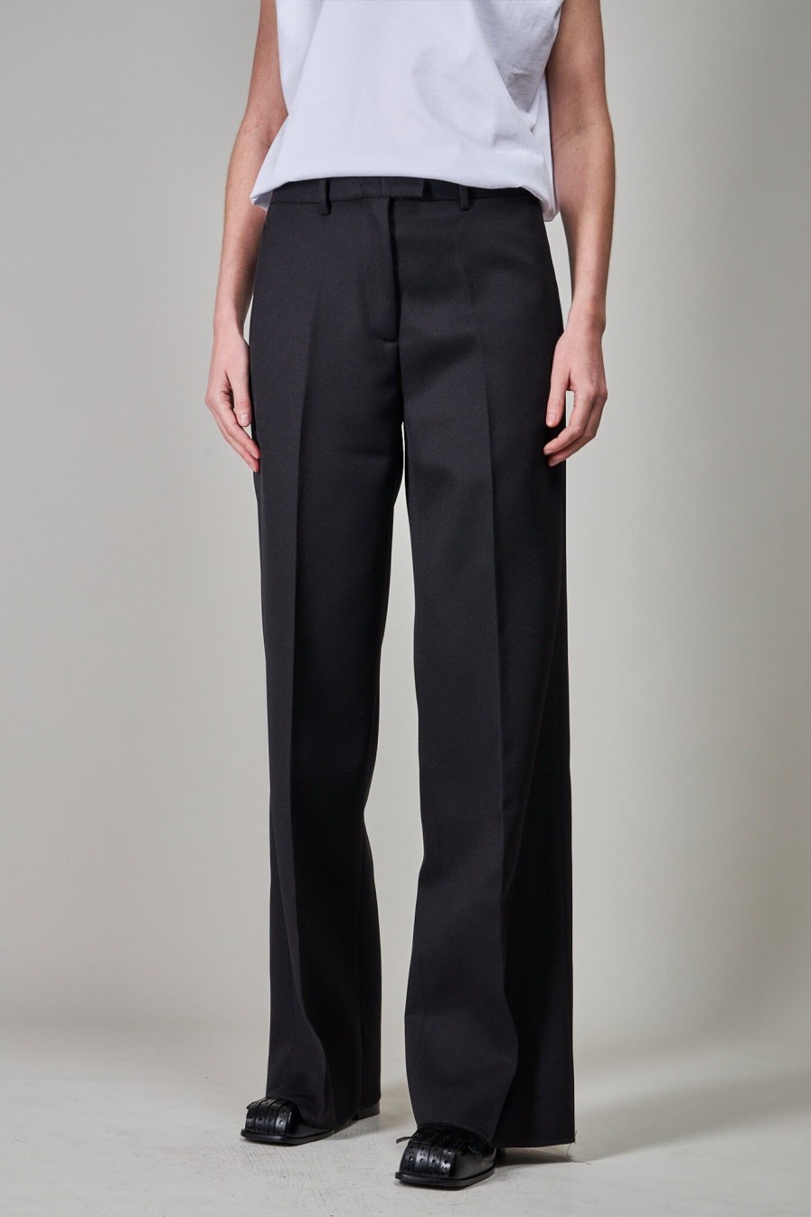 Broeken | Raf Simons Classic Wide Leg Pants With 2 Back Pockets, Black