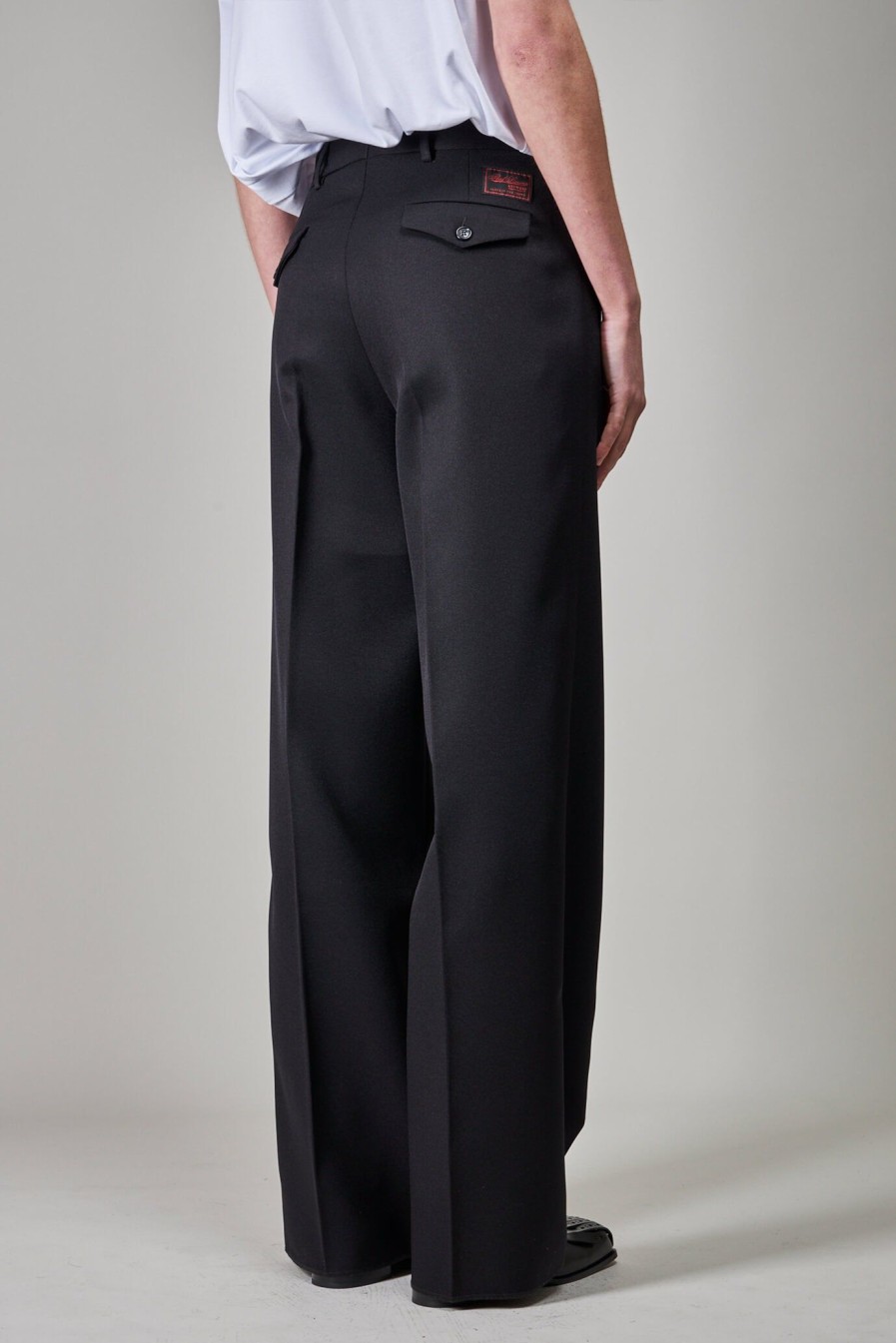 Broeken | Raf Simons Classic Wide Leg Pants With 2 Back Pockets, Black