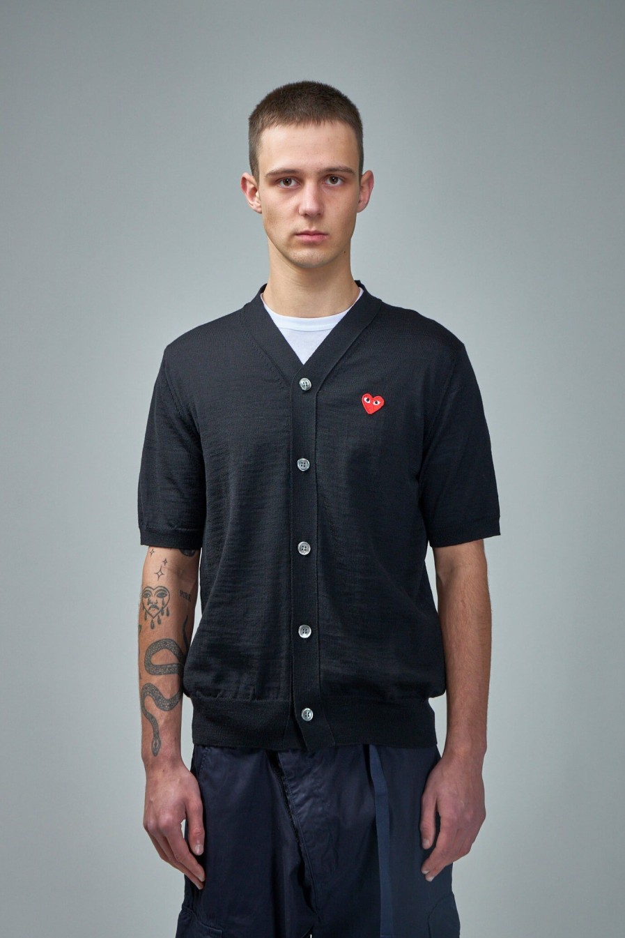 Knitwear | PLAY Comme des Garçons V-Neck Short Sleeve Cardigan