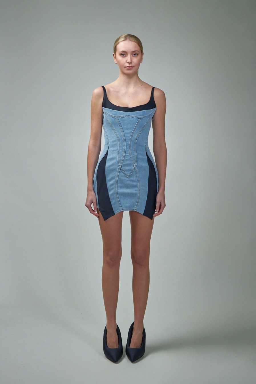 Jurken | Mugler Denim Jersey Dress