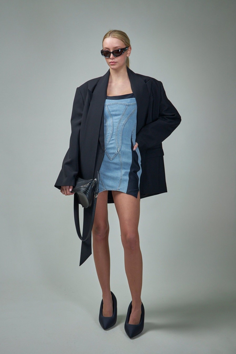 Jurken | Mugler Denim Jersey Dress