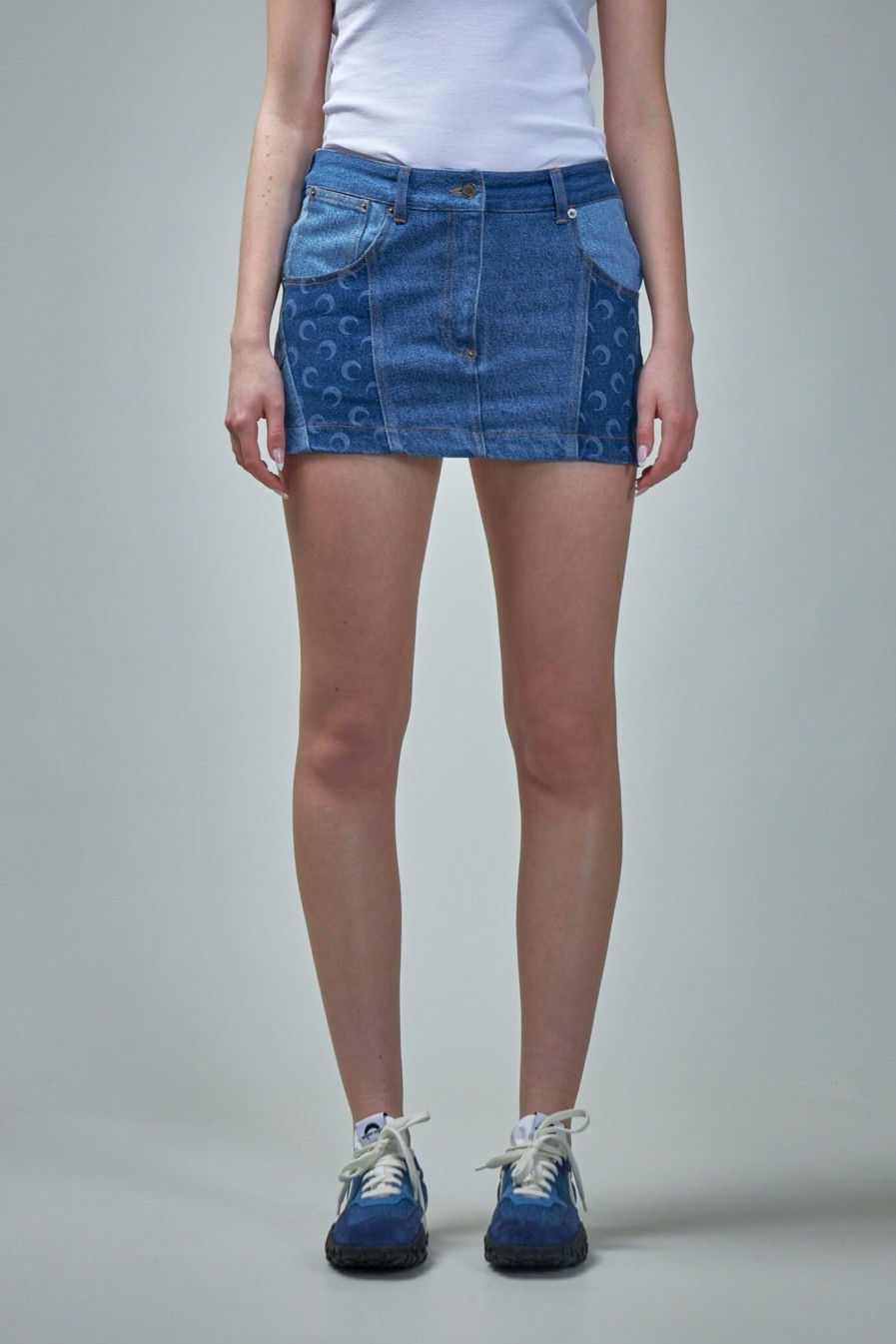 Rokken | Marine Serre Regenerated Denim Mini Skirt