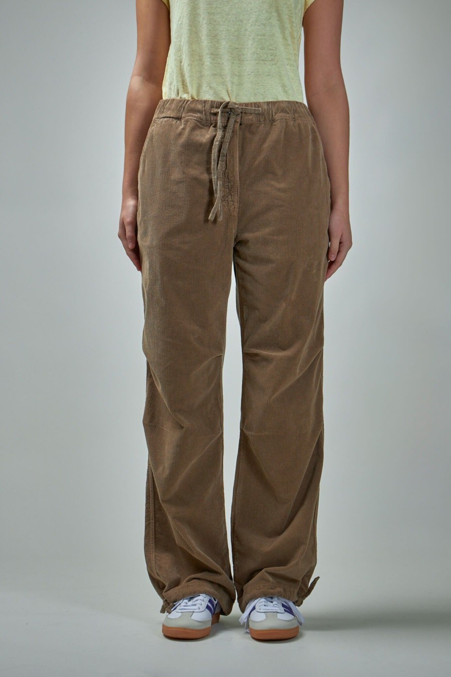 Broeken | Ganni Washed Corduroy Dawstring Pants Fallen Rock