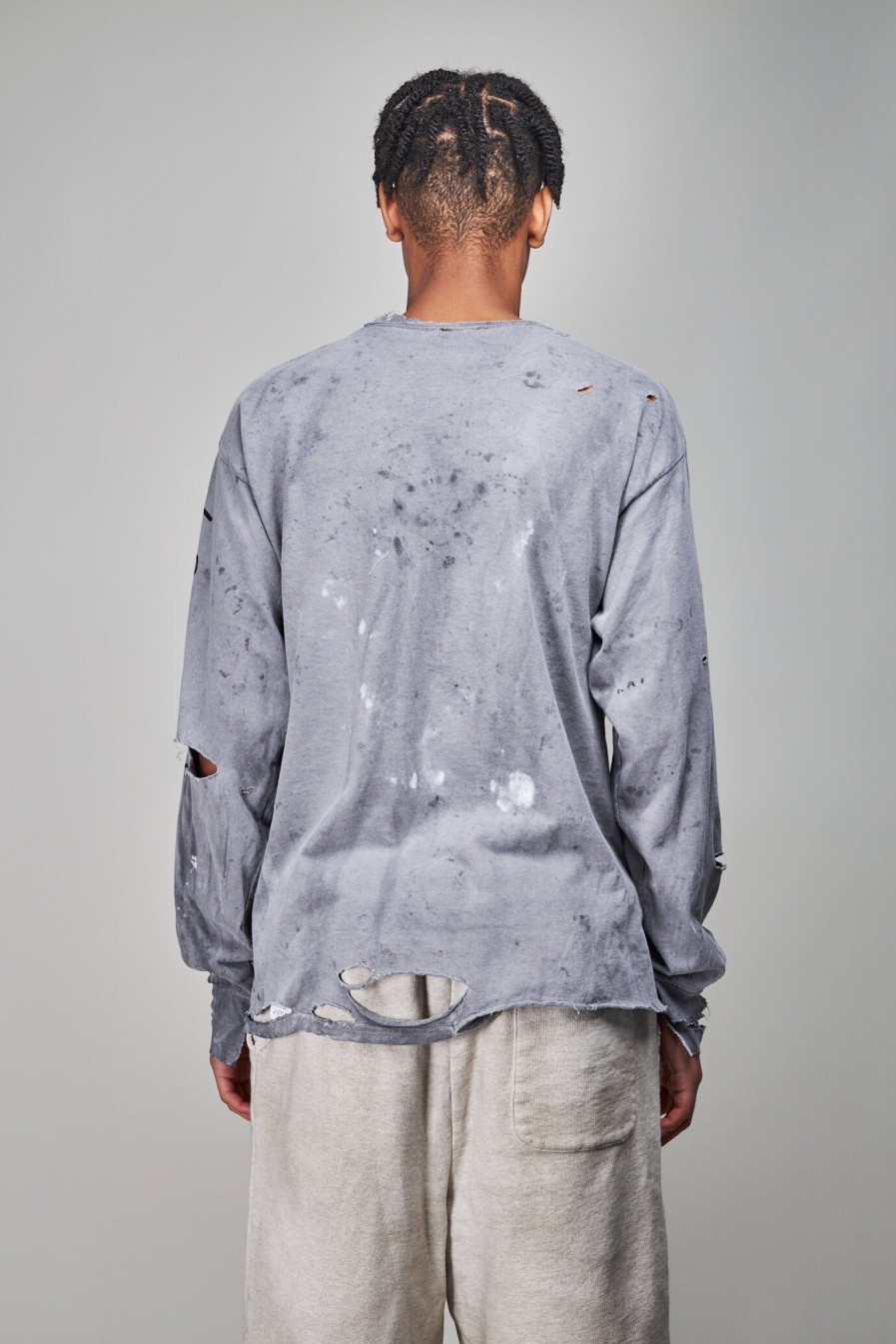 Longsleeves | Westfall Snoppy Ls Pocket Destroyed T-Shirt , Dirty Charcoal