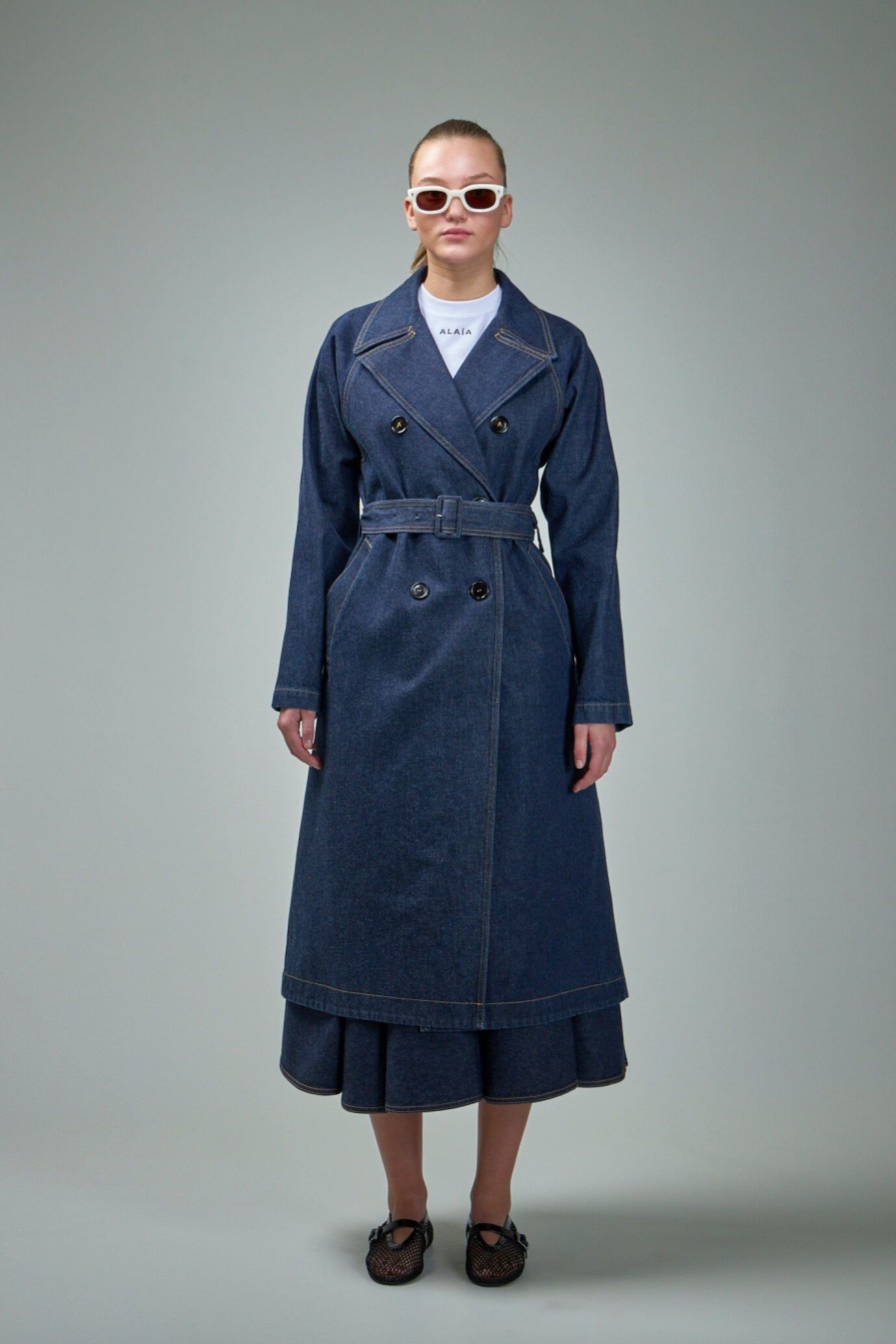 Jassen | Alaïa Belted Coat Brut Denim