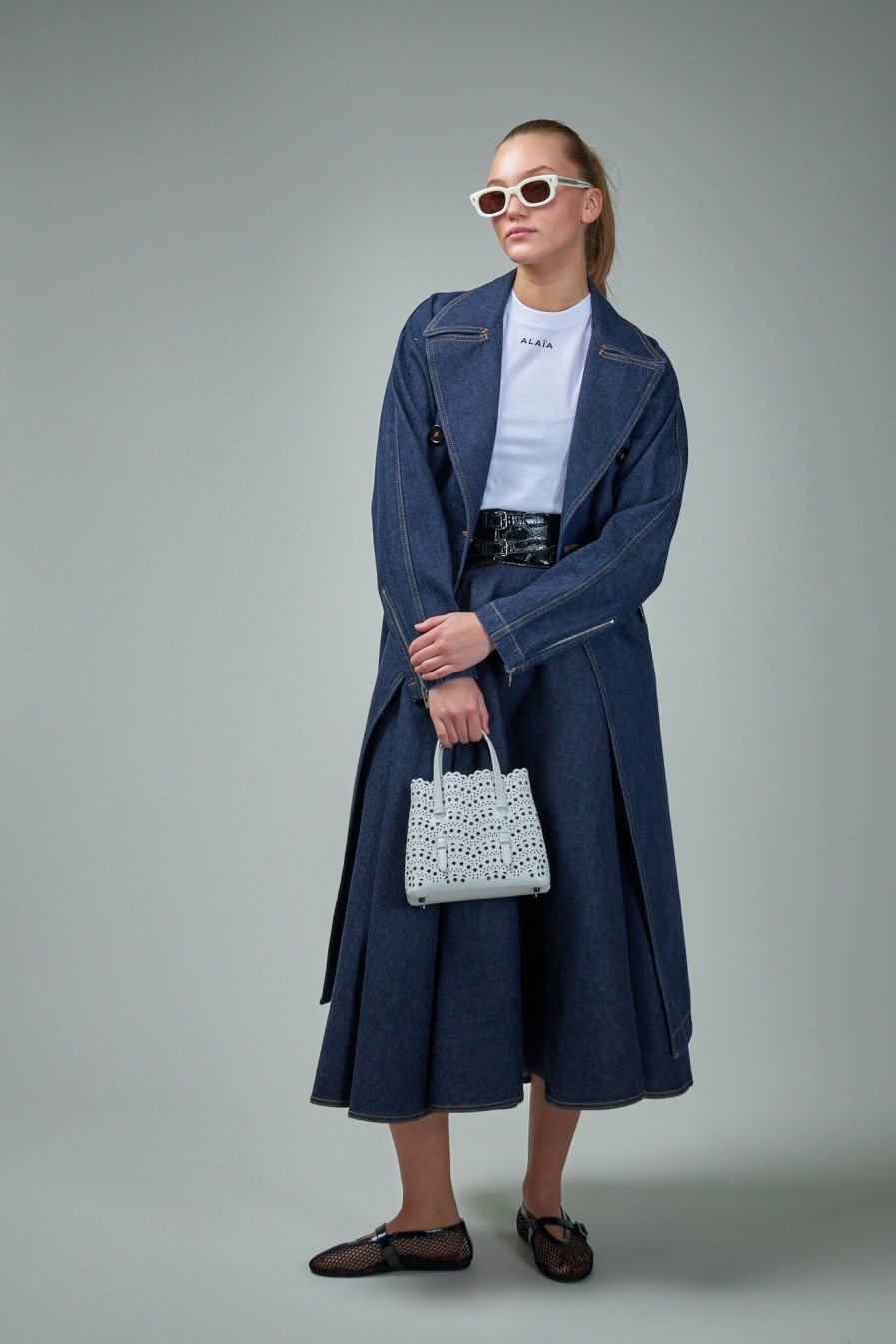 Jassen | Alaïa Belted Coat Brut Denim