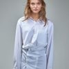 Jurken | Off-White Poplin Twist Shirt Dress