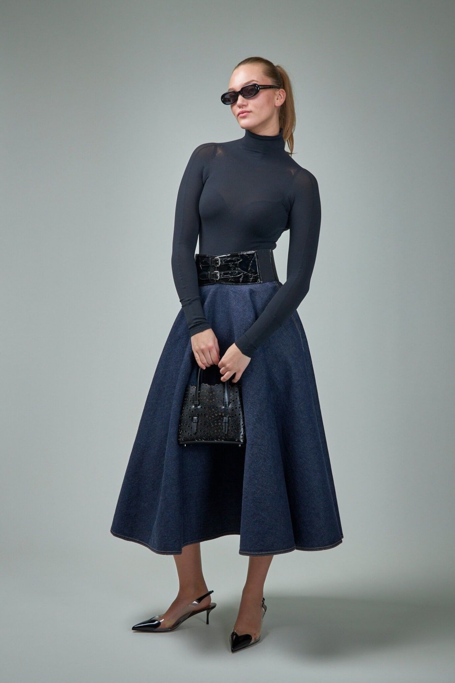 Rokken | Alaïa Belt Skirt Brut Denim