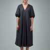 Jurken | Ganni Cotton Poplin V-Neck Long Dress